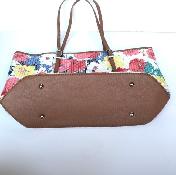 Nine West 3-section shoulder bag clear sequin floral zip top purse, multicolor - Picture 4 of 9